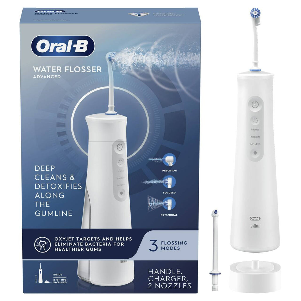 White Oral-B Water Flosser Advanced, Portable Oral Irrigator Handle More Products