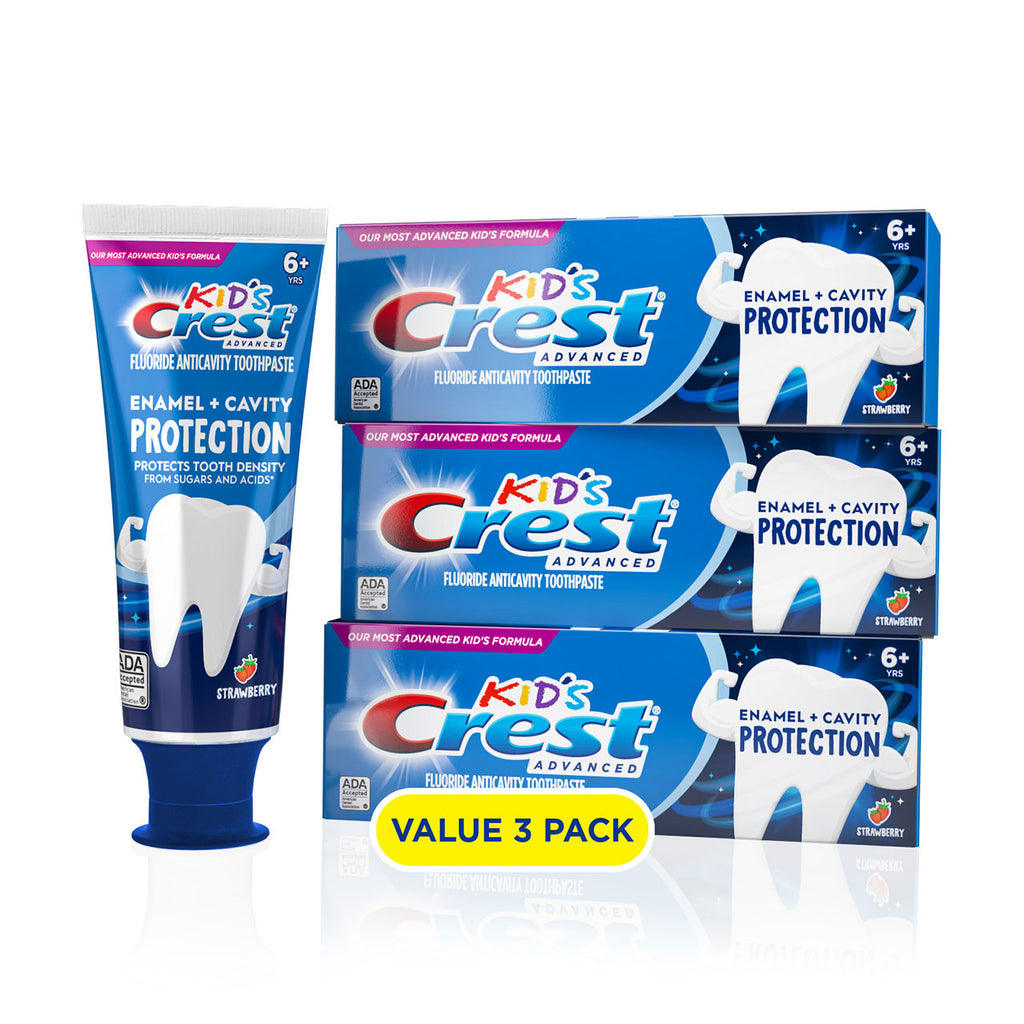 Blue Oral-B Crest Kids Enamel Cavity Protection Toothpaste Bundle Replacement Brush Heads
