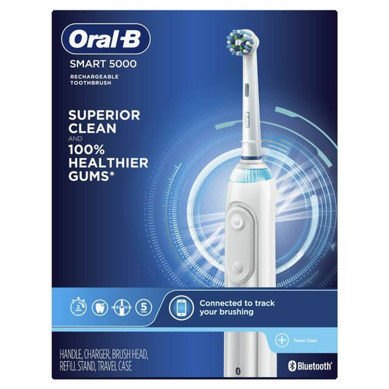 White Oral-B Smart 5000 with Bluetooth Electric Toothbrush Smart Series