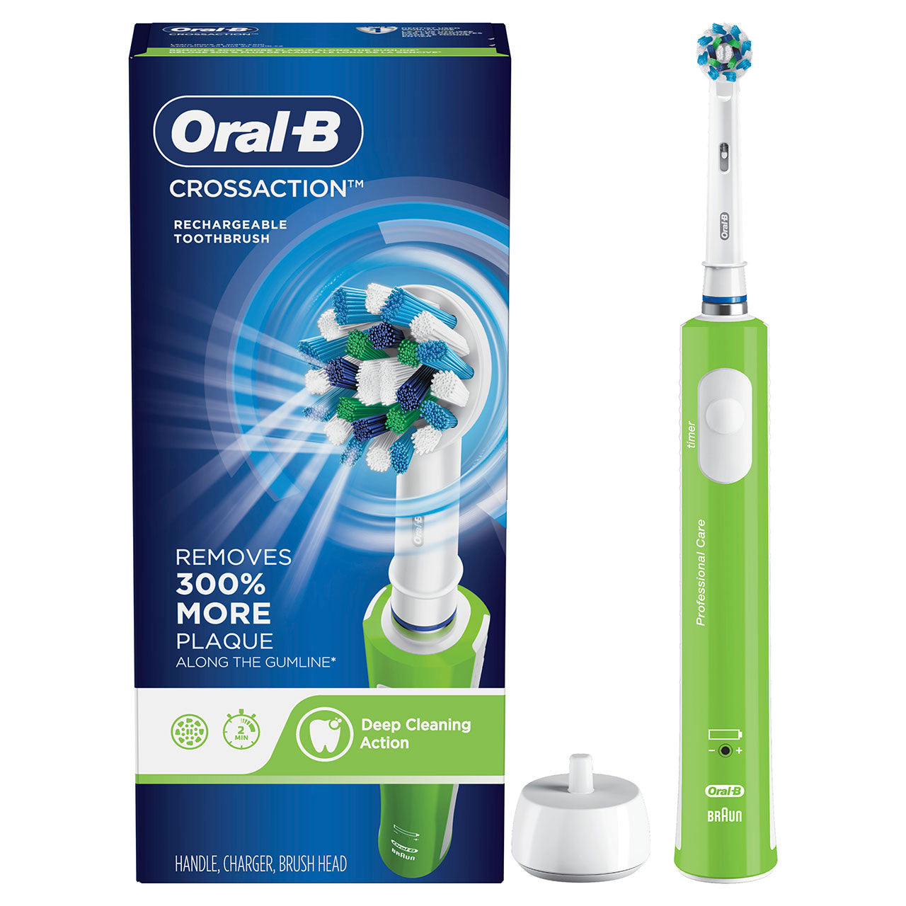 Green Oral-B Cross Action Electric Toothbrush Green Pro Series