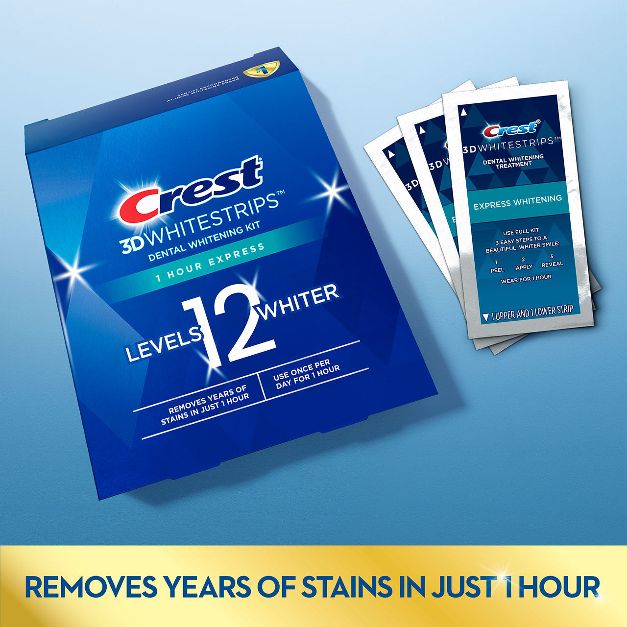 Blue Oral-B 3DWhitestrips 1 Hour Express More Products