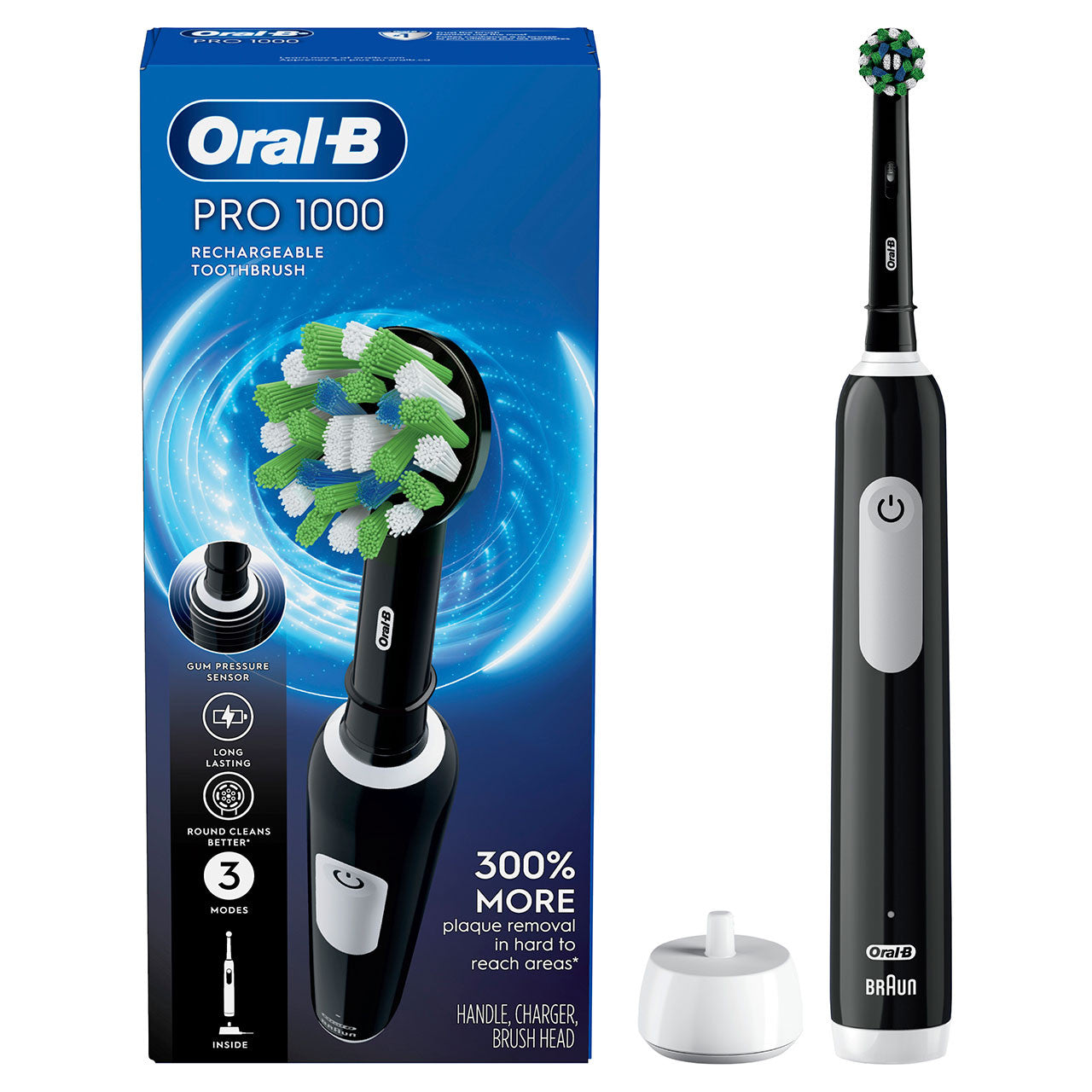 Black Oral-B Pro 1000 Black Electric Toothbrush (Rechargeable) Pro Series