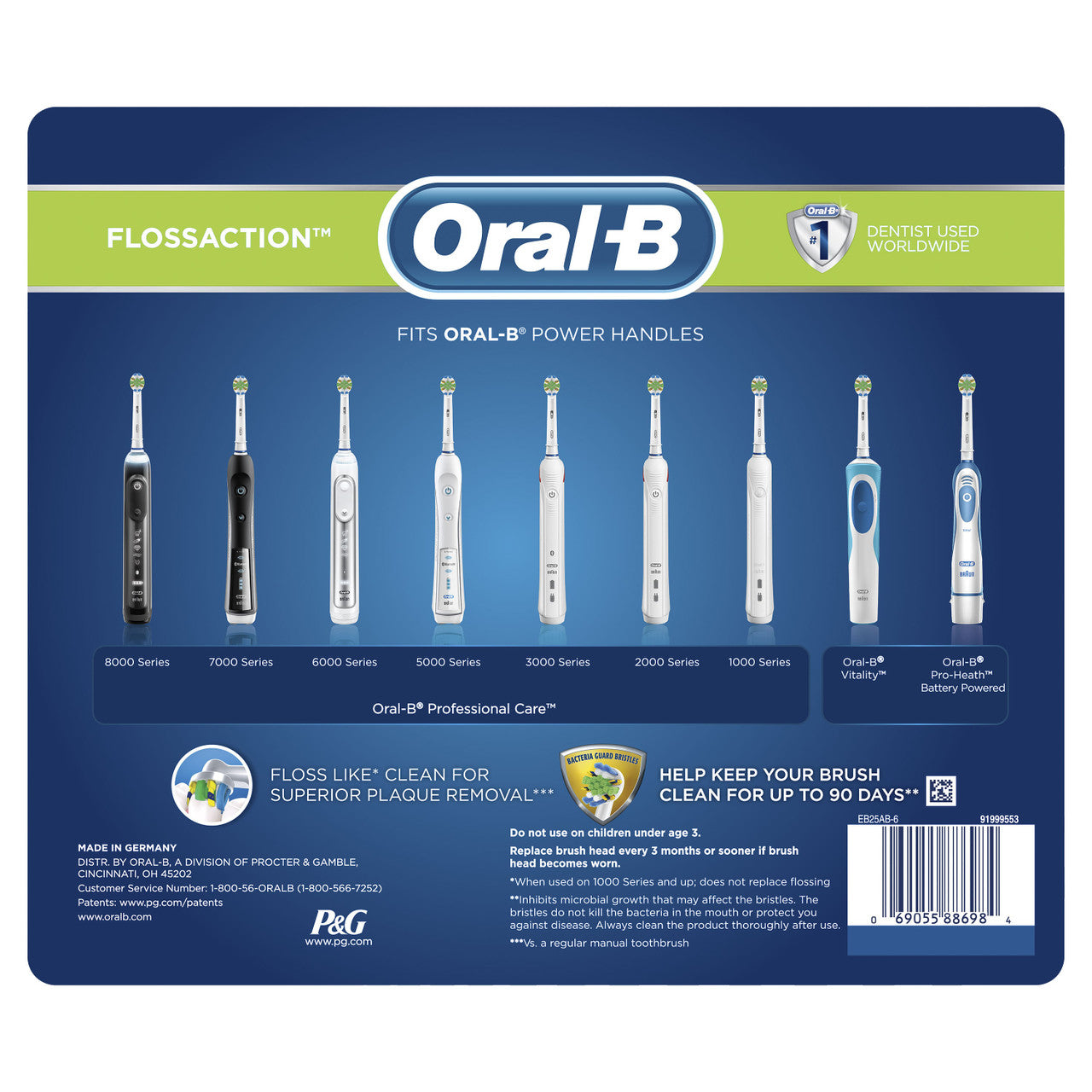 Oral-B FlossAction Bristle Protection Replacement Brush Heads Others Brush Heads White