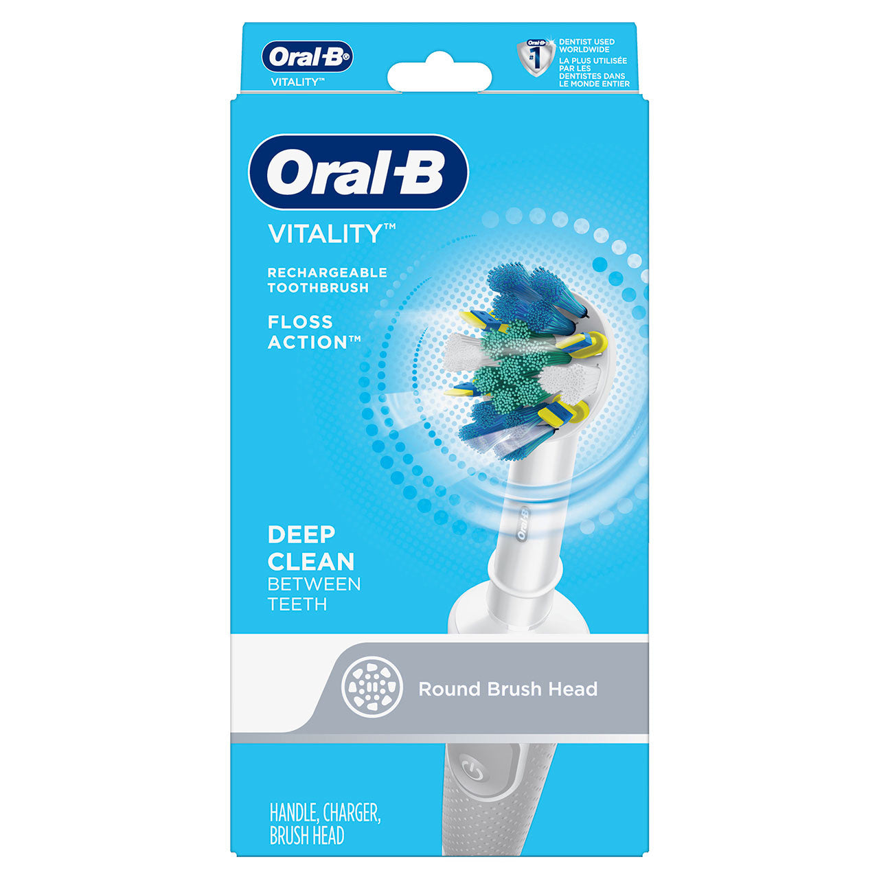 White Oral-B Vitality Floss Action Electric Rechargeable Toothbrush Pro Series