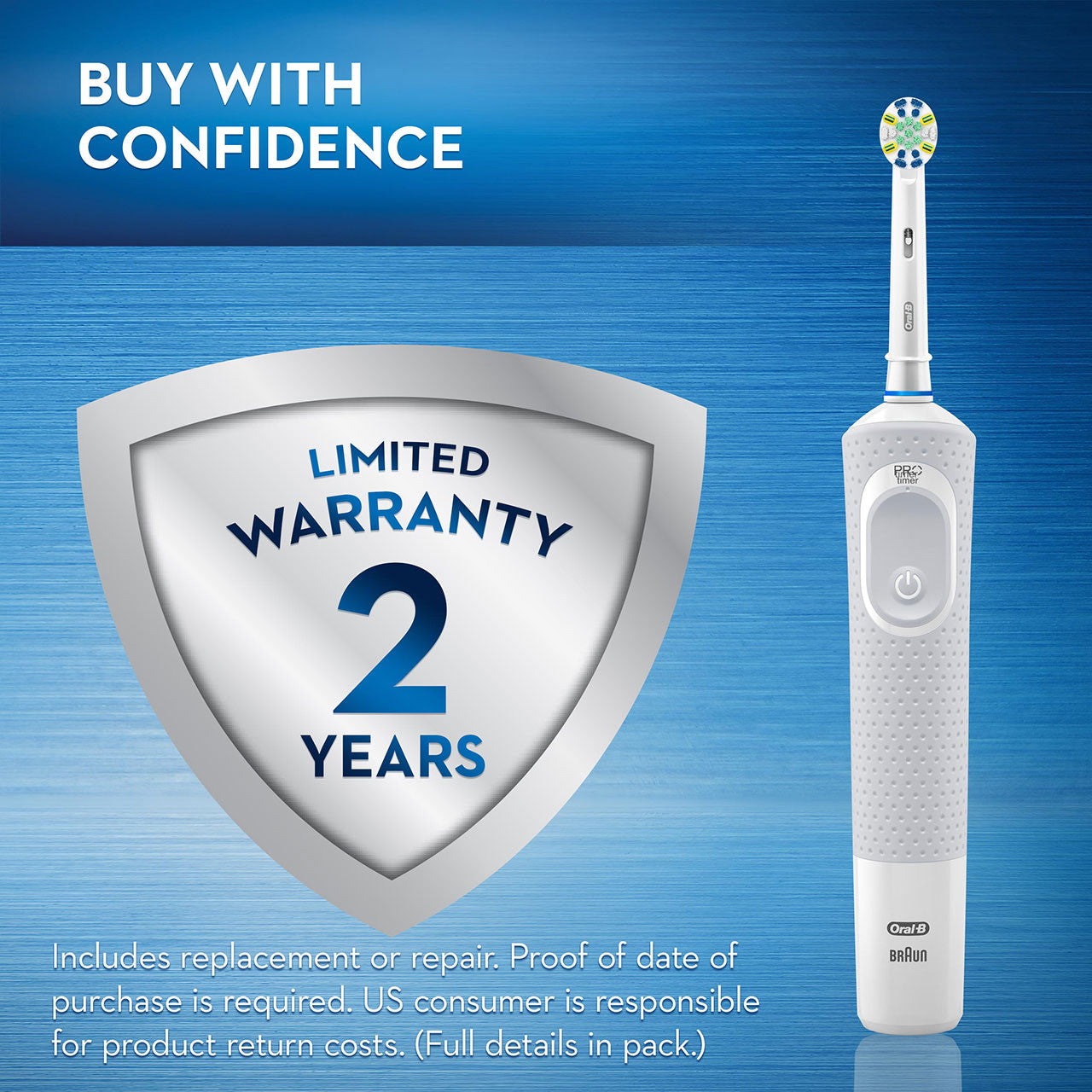 White Oral-B Vitality Floss Action Electric Rechargeable Toothbrush Pro Series